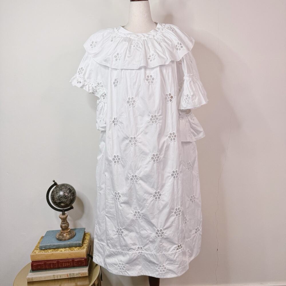 NWT Simone Rocha Frill Trim Midi Dress A Line Embroidered Eyelet Size US 4